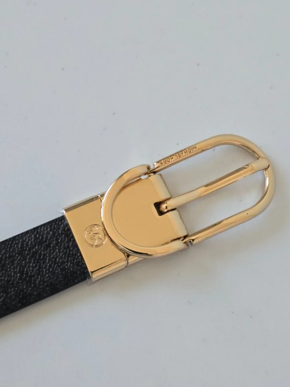 Michael Kors Reversible Leather Belt Women L Black Gold Buckle NWT